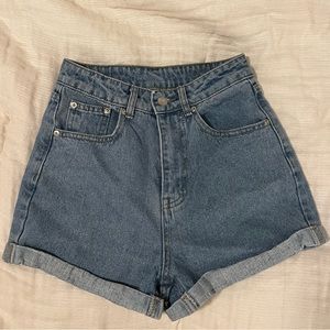 High waisted jean shorts